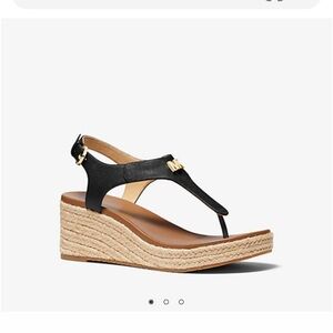 MICHAEL Michael Kors Black Espadrille Wedge Sandals